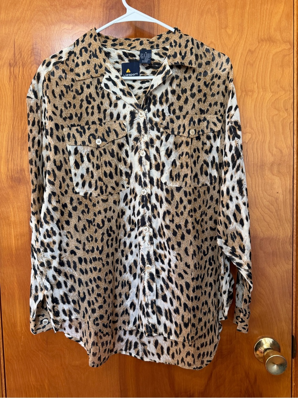 Vintage Lizsport Leopard Print Button-Up Shirt
